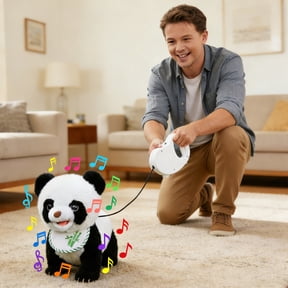 Interactive Robotic Panda Toy,Touch Sensor Panda,Voice Mimic Robot,Lifelike Panda Toy,Walking Panda with Remote,Realistic Licking Motion,Kids Robotic Toy,Fun Electronic Panda