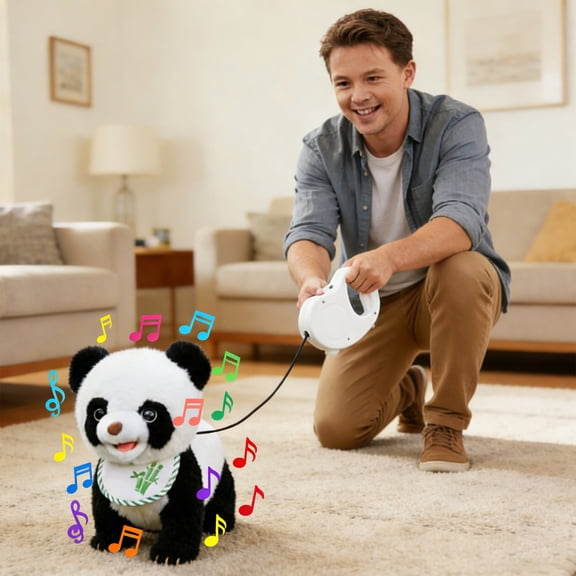 Interactive Robotic Panda Toy with Touch Sensor Voice Mimic and Leash