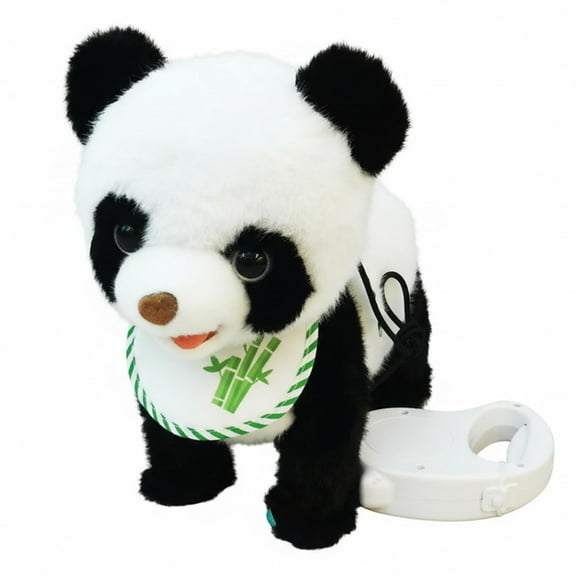 Interactive Robotic Panda With Touch Sensor Voice Mimic Realistic Licking Motion Sounds Includes Leash Remote