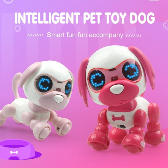 Interactive Robotic Puppy with LED Eyes – Smart Electronic Pet that Records Sound, and Simulates Sleep, Low-Maintenance Companion for Tech Lovers and Animal Enthusiasts,Hot Pink
