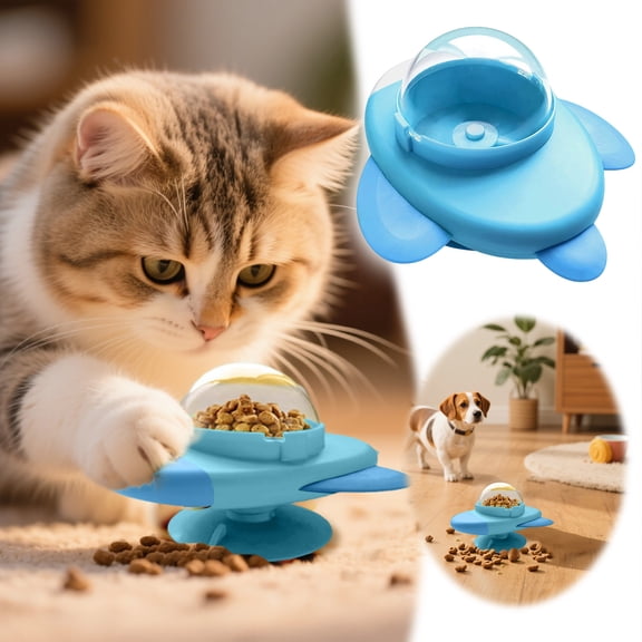 Leaky Rocket Shaped Interactive Dispenser for Cats and Dogs - Intelligence Training Exercise and Slow Feeding Toy for Indoor Play