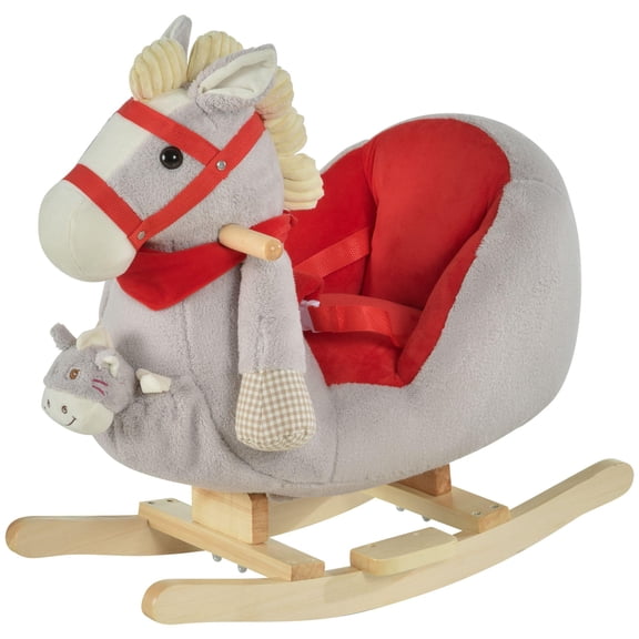 Interactive Rocking Horse Toy with Hand Puppet and Lullabies for Toddlers 18-36 Months Traditional Gray Kids Gift