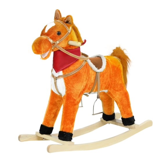 Interactive Rocking Horse with Sound & Moving Parts, Plush Riding Toy for Kids 1-6 Years, 110lbs Capacity, Eye-Catching Nursery Decor
