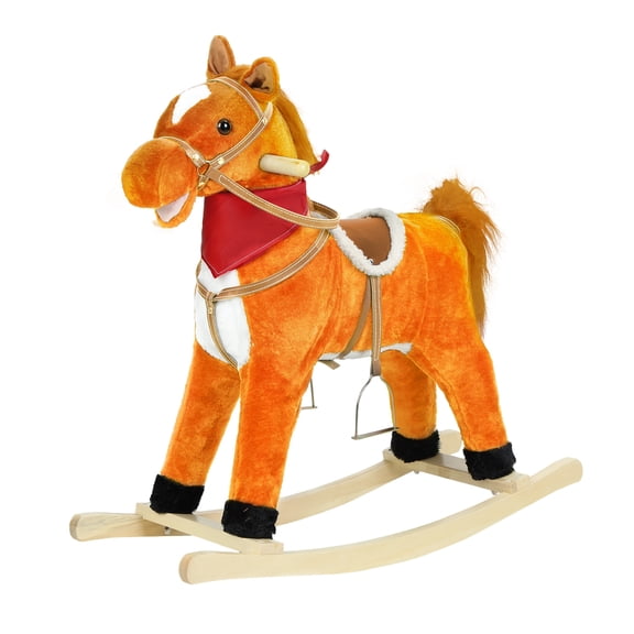 Interactive Rocking Horse with Sound & Moving Parts, Plush Riding Toy for Kids 1-6 Years, 110lbs Capacity, Eye-Catching Nursery Decor