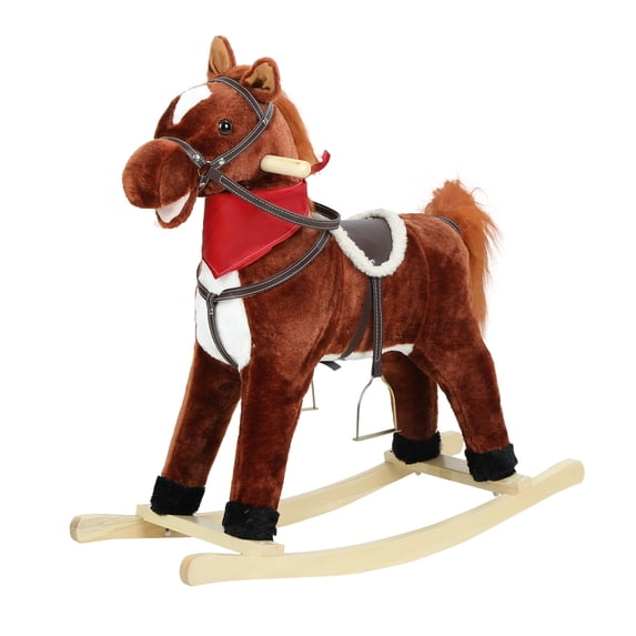 Interactive Rocking Horse with Sound & Moving Parts, Plush Riding Toy for Kids 1-6 Years, 110lbs Capacity, Eye-Catching Nursery Decor