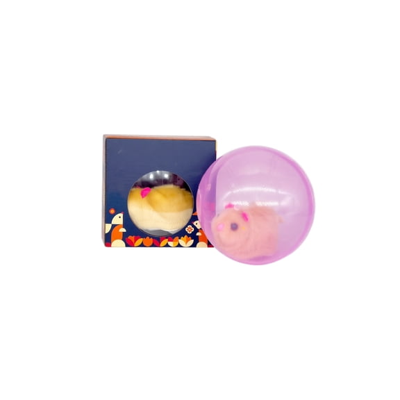 Interactive Rolling Cat Ball Toy – Cute Rat Design Automatic Moving Pet Ball – Self-Rotating Electric Chase Toy for Indoor Kittens & Cats – Batteries Included – Pink Shell with Brown Mouse Face
