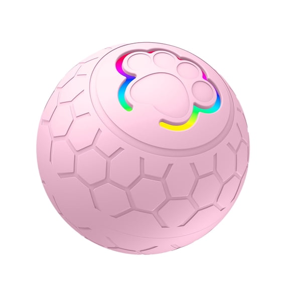 Interactive Rolling Dog Toy, Wenini Smart Mobile Rotary Pet Toy with Type-C Charging, Interactive Active Dog Toy for Indoor Outdoor Play with Random & Crazy Bounce Modes, Pink