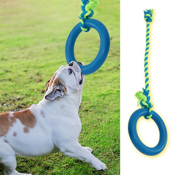 Interactive Rubber Dog Toys for Tug of War and Chewing - No Filler Design Size 5.91 Inches(Blue)