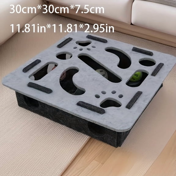 Interactive Scratching & Digging Cat Toy with Paw Print - Puzzle Box, Heavy-Duty Scratching Posts, No Battery Needed, Indoor Cat Activity Center for Mental Stimulation & Exercise - Compatible with Al