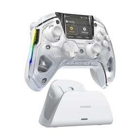 FIEHDUW Manba One Interactive Screen Wireless Gamepad, Hall Joystick, Rgb Lighting, Compatible with Steam Deck/PC/Switch/iOS/Android, White