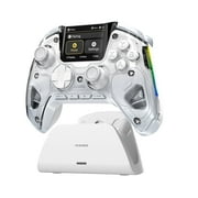 FIEHDUW Manba One Interactive Screen Wireless Gamepad, Hall Joystick, Rgb Lighting, Compatible with Steam Deck/PC/Switch/iOS/Android, White