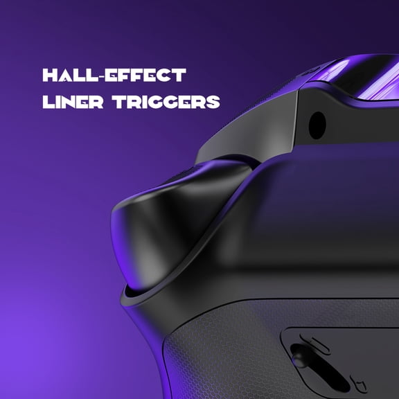 Interactive Screen Wireless Gaming Controller for PC/Switch/iOS/Android/Steam Deck, Hall Effect Stick & Trigger, RGB, Remappable Buttons, 1800mAh with Charging Dock - V2/Black (No Drift)