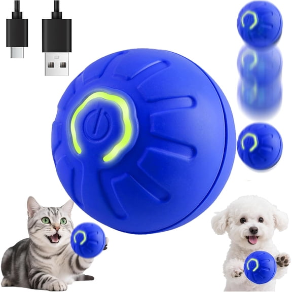 Interactive Self-Moving Pet Toy Ball - Motion-Activated Auto Rolling, Military-Grade Chew Resistant, USB-C Rechargeable for Small Dogs & Cats
