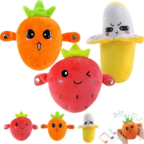 Interactive Sensor Music Doll with Piano Musical Sensing Ears, Fruit Plush Beat Toy with Touch & Sound Response, Montessori Melody Learning Toy for Toddlers Kids Age 2-5