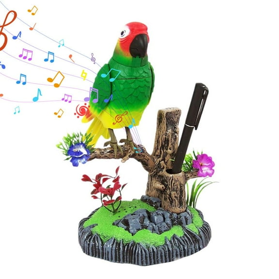 Interactive Singing Parrot Toy - Sound-Activated Talking Bird with Head, Beak & Wings, Realistic Desk Decor for Room Desk, Plush Interactive Toy Figures