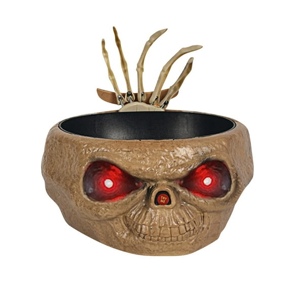 Interactive Skeleton Hand Candy Bowl, Motion-Activated Glowing Eyes Spooky Sounds, Outdoor Indoor Decor For Parties Haunted Houses Events
