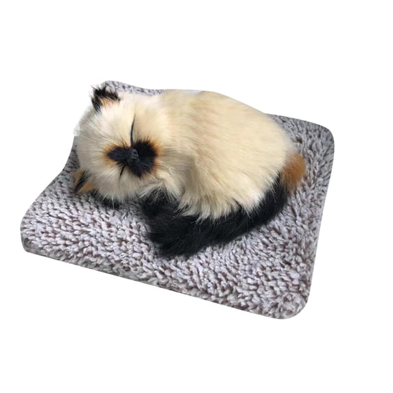 Interactive Sleeping Cat Toy with Realistic Meow Sounds – Adorable Mini Cat in Mattress & Shoe Design, Cute Animated Kitty Plush for Kids Room Decor, Fun Gift for Boys and Girls,C