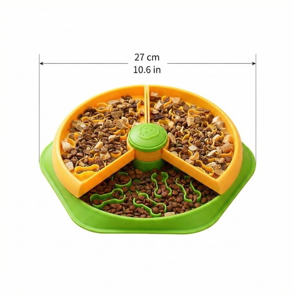 Interactive Slow Feeder Puzzle Bowl for Dogs and Cats, 2 Layer Rotating Food Dispenser with Maze Barriers, Healthy Eating Activity Game Station for Boredom Relief for Puppies Kittens