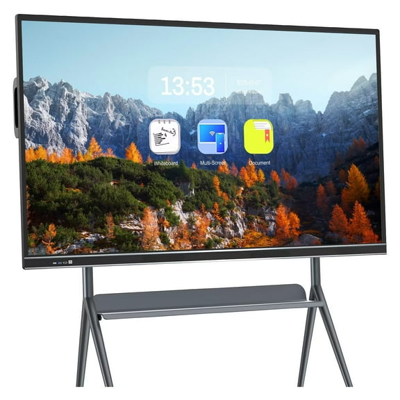 Interactive Smart Board, 75''4K UHD All-In-One Digital Electronic Dual System Interactive Whiteboard, screen mirroring touchscreen monitor for Office and Business Meeting