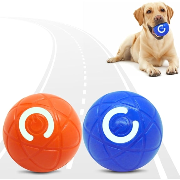 Interactive Smart Jumping Dog Ball  Automatic Rolling & Vibrating Pet Toy, USB Rechargeable  2-Pack for Dogs of All Sizes (Orange & Blue)