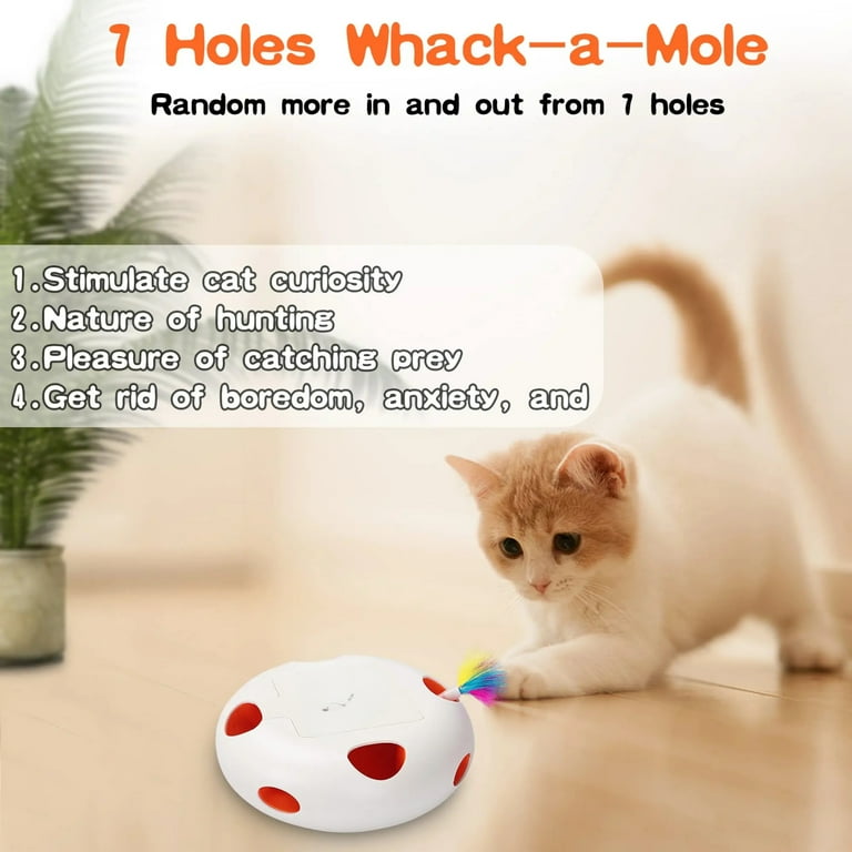 Interactive Smart Kitty Cat Toy by INKZOO Engaging and Exciting Whack A Mole Game with 7 Holes for Endless Fun Stimulating and Entertaining Kitten