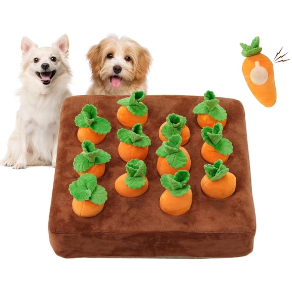 Interactive ,Squeak Carrot Mat for Dogs Plush Puzzle 2 in 1 Non-Slip Nosework Feed for Pet with 12 Carrots...