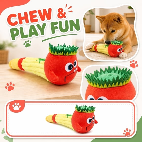 Interactive Squeaky Dog Chew Stick Toy, Durable Teething Toy for Small Medium Dogs and Pups, Engaging Training Aid for Active Play and Boredom Relief, Red, 1 Pack