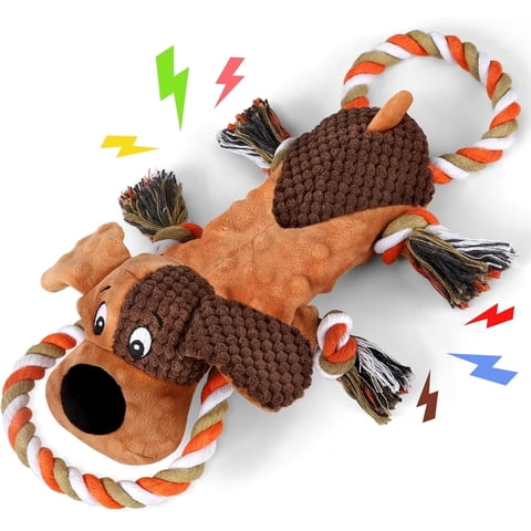 Large Squeaky Dog Toys for Aggressive Chewers,Tough Indestructible Dog Toys,  Plush Dog Rope Toys  for Large Dogs