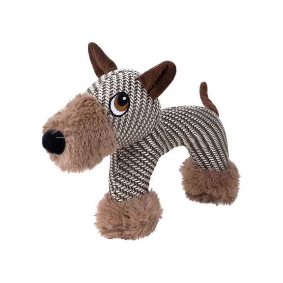 Interactive Squeaky Dog Chew Toy - Soft Plush & Cotton Rope Toy for Dogs & Cats,Durable Indestructible Design for Teeth Cleaning,Anxiety Relief,Light Brown