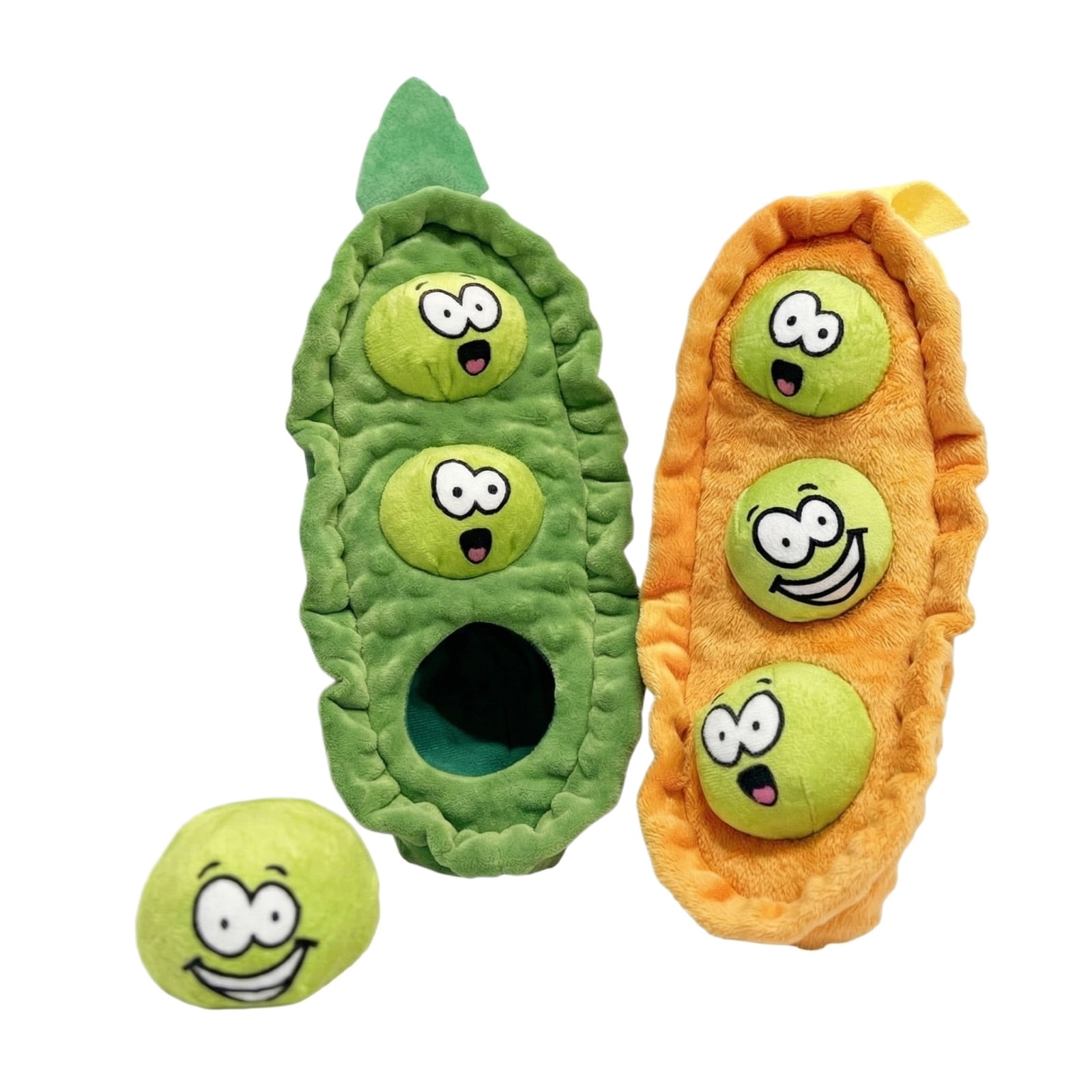 Interactive Squeaky Dog Plush Toy – Cute Plush Pea Pod with 3 Squeaky Balls and Crinkle, Puzzle Toy for Puppies and Gentle Chewers