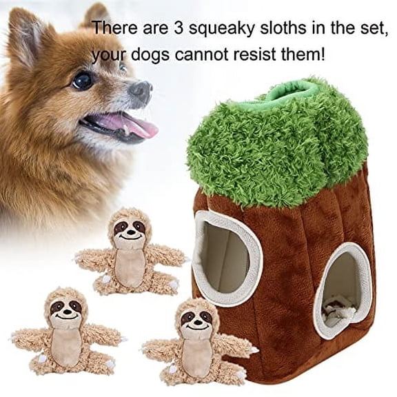 Interactive Squeaky Dog Toys Plush Sloth Dog Toy, Stuffing Friends Burrow, Squeaky Plush Dog Toy for Large Dogs pet Dog Toy Funny Doll Concentrate Plush