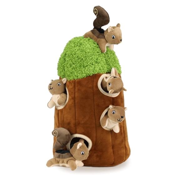 Interactive Squeaky Dog Toys Squirrel Dog Toys, Filler Woodland Friends Lair, Plush Dog Toys Suitable for Small Medium Large Dogs Small (Large)