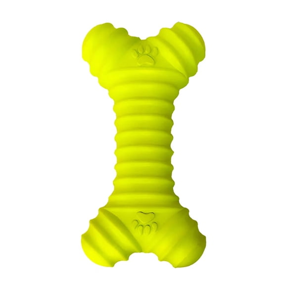 GleamNest Interactive Squeaky Teething Rubber Bone Dog Toy for Aggressive Chewers, Green Extra Long