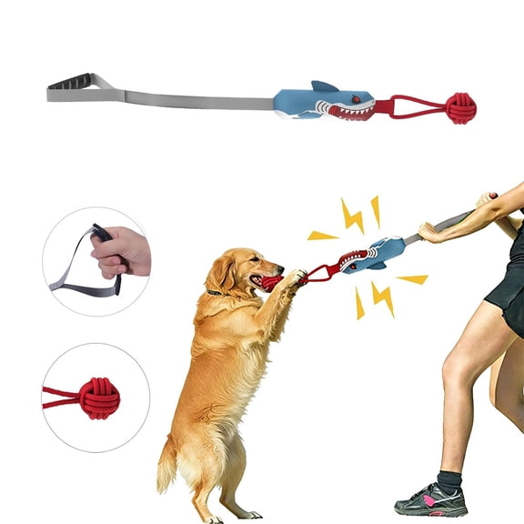 Interactive Squeaky Tug of War Doggie Toy,with 1 Strong Handle and Bite-Resistant Small Ball, Dog Toy with a Sound Squeaky, Tug of War Interactive Toys for Puppies to Large Dogs to Grind The Teeth
