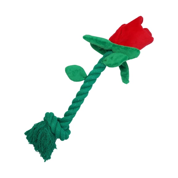 Interactive Stuffed Dog Chew Toy Squeak Rose Flower Reducing Boredom Anxiety Small Medium Dogs Puppies Cats 1pc