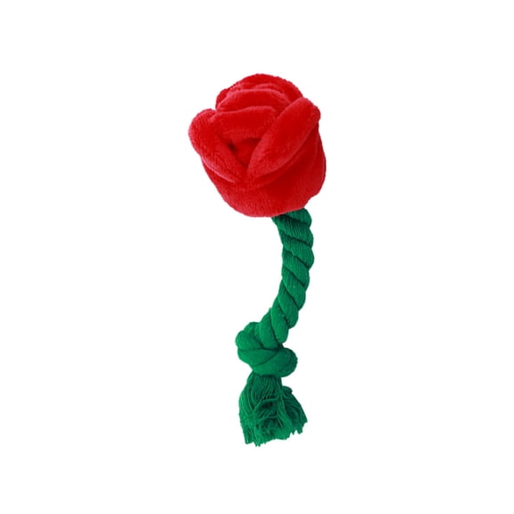 Interactive Stuffed Dog Chew Toy for Small and Dogs Plush Squeak Toy Rose Flower Reducing Boredom 3*10In Red