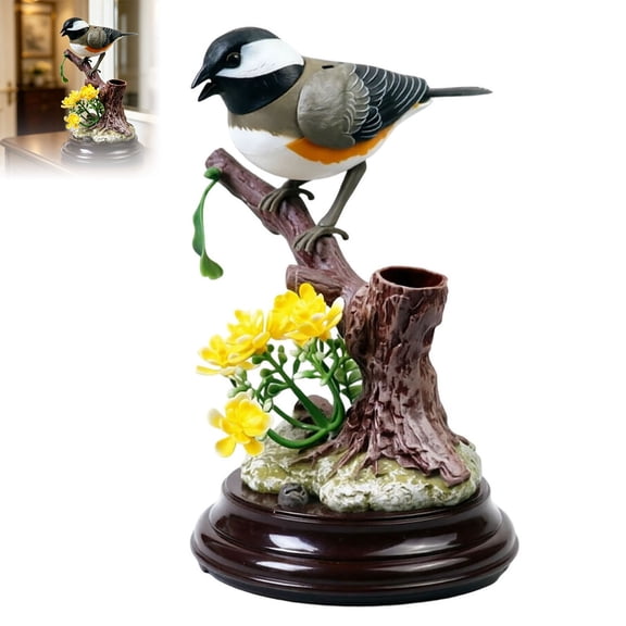 Interactive Talking Bird With Sound Control Realistic Electronic Sparrow Figurine Chirping & Moving Bird For Home &
