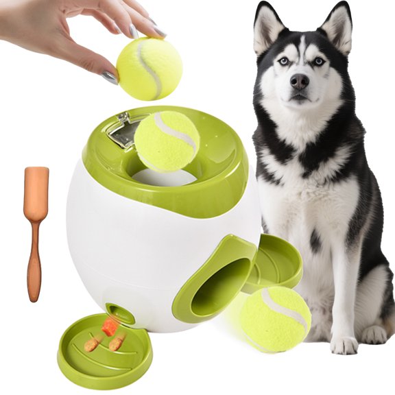 Interactive Tennis Ball Feeder Toy for Dogs Automatic Snack Dispenser with Slow-Release Mechanism, Indoor Pet Exercise & Training Toy