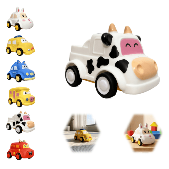 Interactive Toy Cars,Small Car Toys,Pull Back Activity Vehicles and Interactive Toy Carsfor Early Development(Cow)
