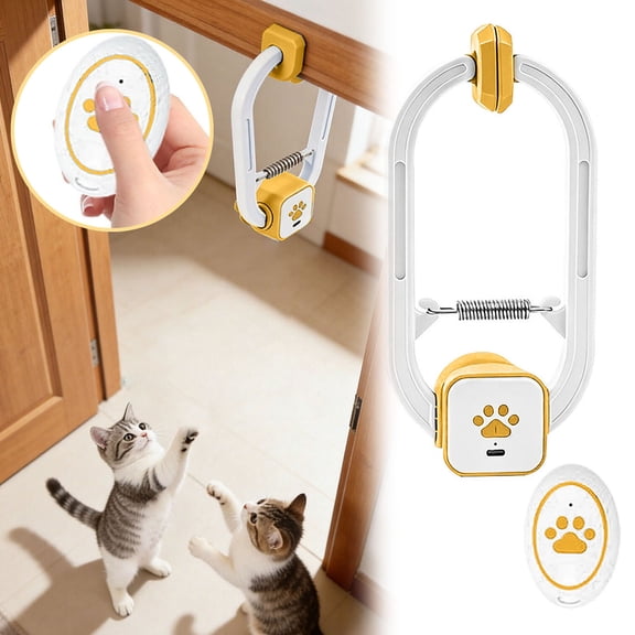 Interactive Toy Wall Mounted Play Device Cat Entertainment Gear Remote Control Amusement Tool Indoor Leisure Accessory Feline Activity Supply ,Yellow - 24X11.5Cm