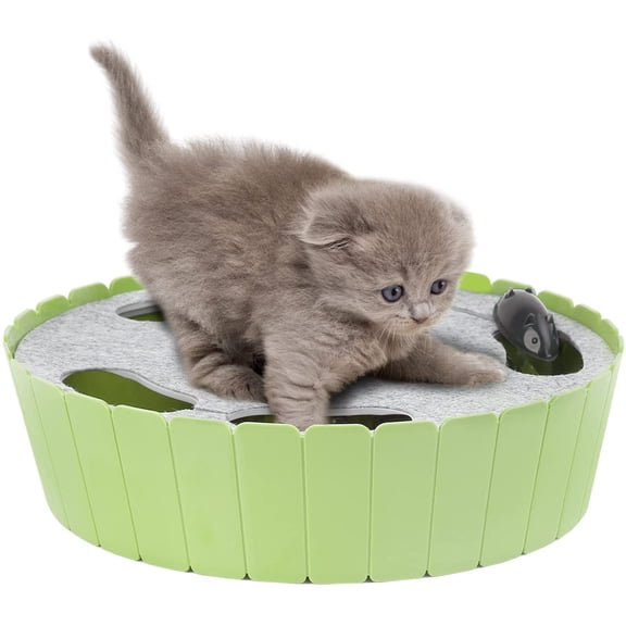 Interactive Toy with Running Mouse, Electronic Motion Cat Toy Automatic Teaser, Pop and Play Hide Seek Cat Toys Hunting Mouse, Mint Green