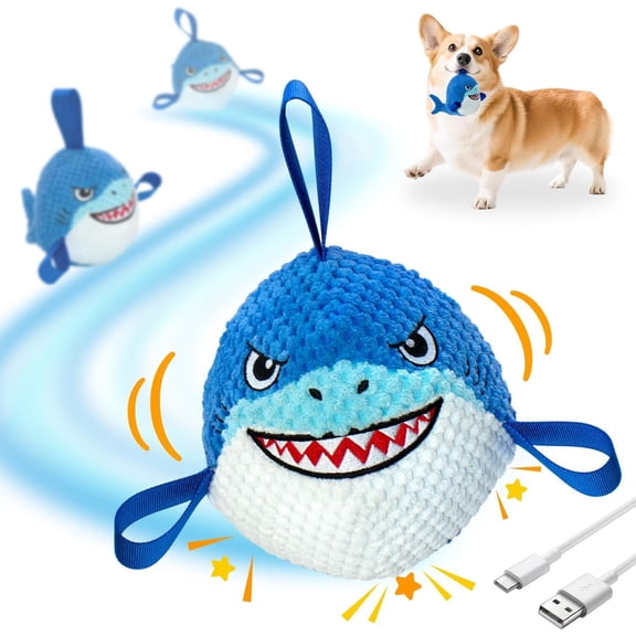 Interactive  Toys Bouncing Ball, USB Rechargeable Jumping Squeaky   to Keep Them Busy, Fun Moving  for  Dogs, Ideal for Indoor Play, Not for Aggressive Chewers (Blue )