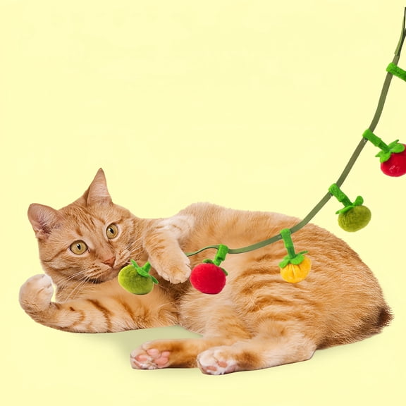 Interactive Toys for Cats, Cat Teaser Fruit-Shaped Squeaky String with Bells, Hanging Kittens Toys Pets Gifts, Plush Cat Toys