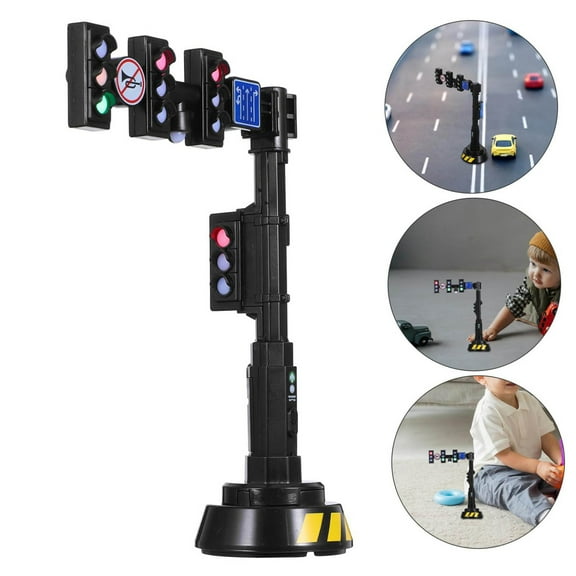 Interactive Traffic Light Toy with Sound and Light for Early Education - Realistic Signal Model for Role Play, Dollhouse Decor, and Learning Activities