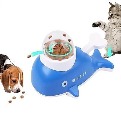Interactive Treat Toy for Dogs, Whale-Shaped Slow Feeder Puzzle Toy for Small to Large Breeds, Dog Enrichment, Training, Exercise & Boredom Relief(RL  ABS 1 PC)