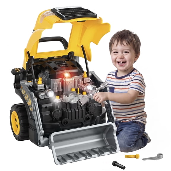 Excavator Engine Toy for Kids Ages 3-6, Mechanic Repair Set with Spray, Lights & Sounds, Educational Gift for Boys & Girls