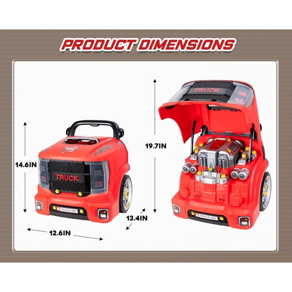 Interactive Truck Engine Toy, Mechanic & Car Toy Engine for Toddlers 3-5 with Lights & Sounds, Kids Engine Build Kit& Aspiring Young Mechanic Set| Car Toys Gift for Boys