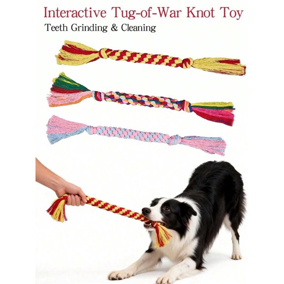 Interactive Tug-Of-War Knot Rope Toy For Dogs, Multicolor, Teeth Cleaning & Boredom Relief
