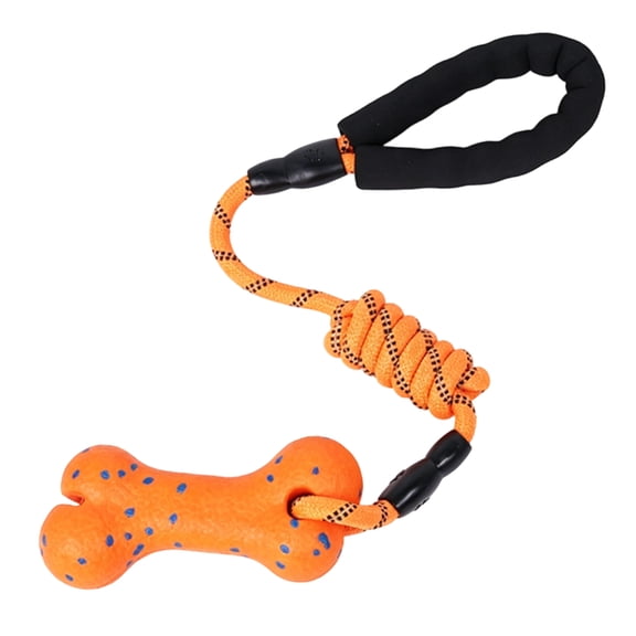 Interactive Tug of War Dog Toy for Daily Boredom Relief, Cute Bone Shaped Indestructible Teaser Block with Foam Handle for Puppy Small Medium Large Dogs, Heavy Duty Rope Chew Toy