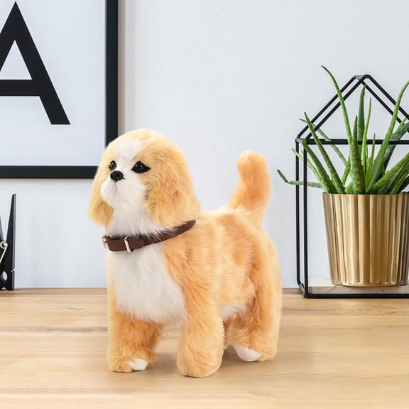 Interactive Walking Dog Toy, Realistic Barking and Tail Wagging Plush Pet, Motion Sensing Simulated Puppy for Home or Desk, Soft Plush Electronic Companion with Sound and Movement